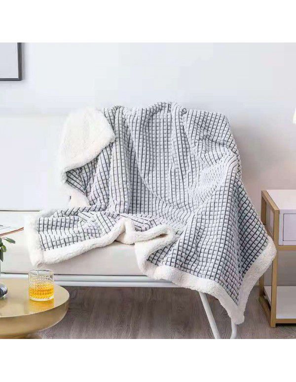 Double layer cut cashmere blanket Wholesale milk wool warm quilt cover coral wool thickened blanket Farai wool blanket