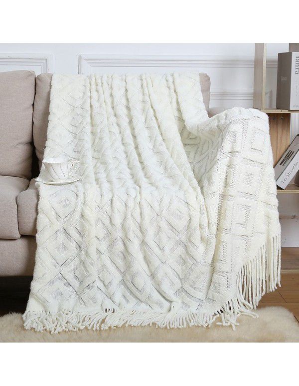 Summer air conditioning blanket knitting blanket thousand bird pattern tassel sofa blanket small blanket bed tail American wool nap blanket