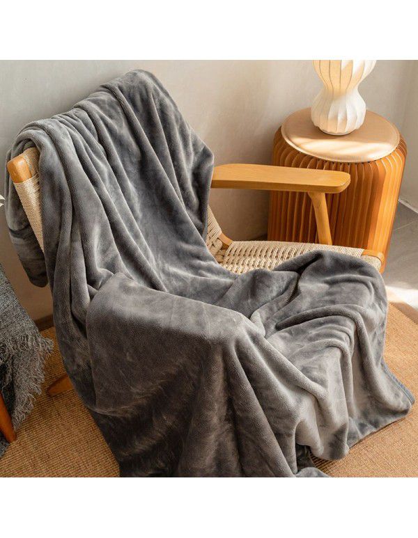 Autumn and winter new simple Japanese non print blanket sofa blanket thickened fine coral flannel blanket leisure blanket