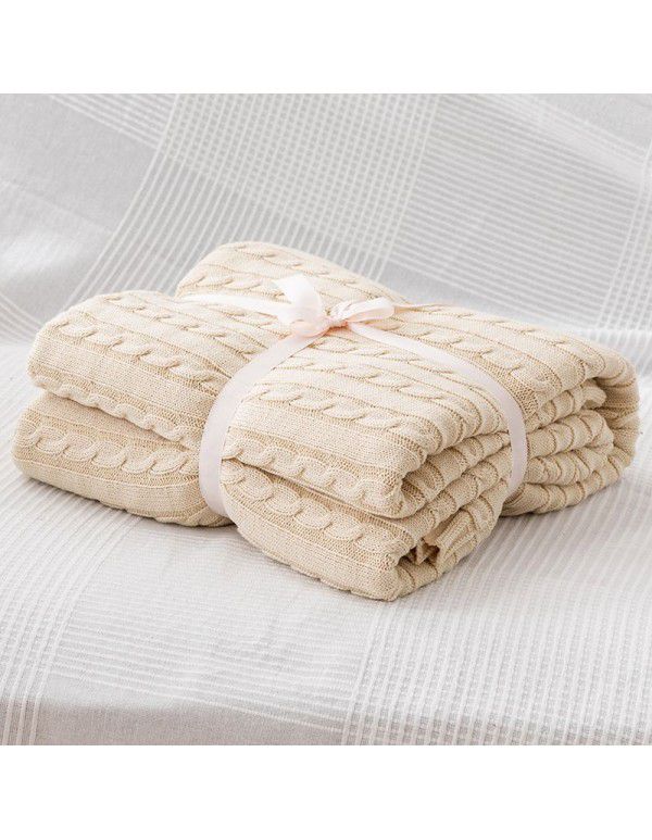 Cotton blanket, quilt, office sofa, small blanket, noon sleeping towel blanket, knitting, leisure blanket, coarse wool knitting
