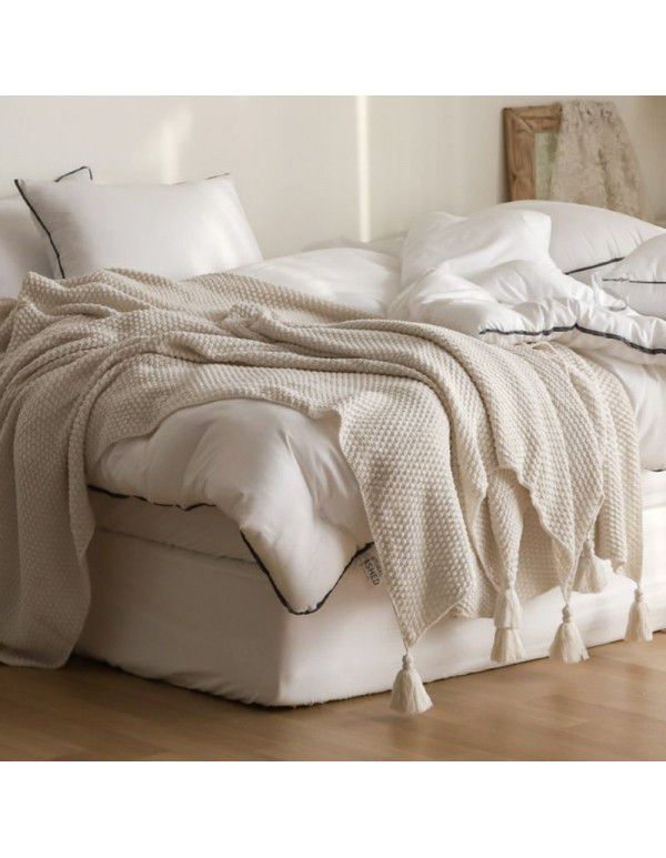 Ins Nordic sandstorm hair blanket Office nap blanket Air conditioning blanket Cover blanket Shawl wool knitting blanket Bed tail towel