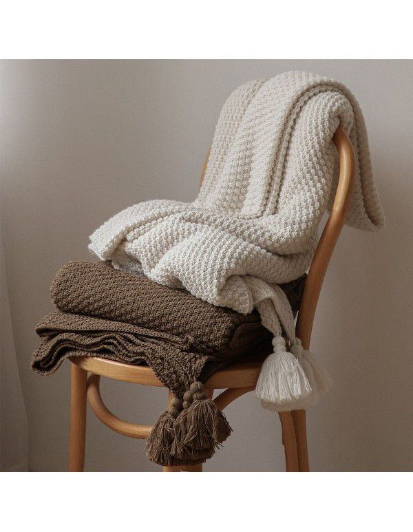 Ins Nordic sandstorm hair blanket Office nap blanket Air conditioning blanket Cover blanket Shawl wool knitting blanket Bed tail towel