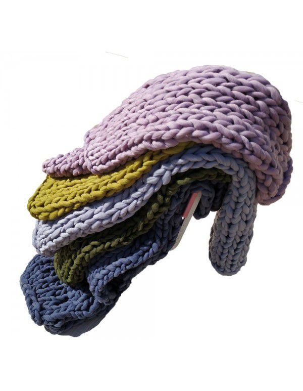 Cross border supply Thumb coarse wool blanket blanket blanket wool hand woven Iceland blanket acrylic blanket wholesale