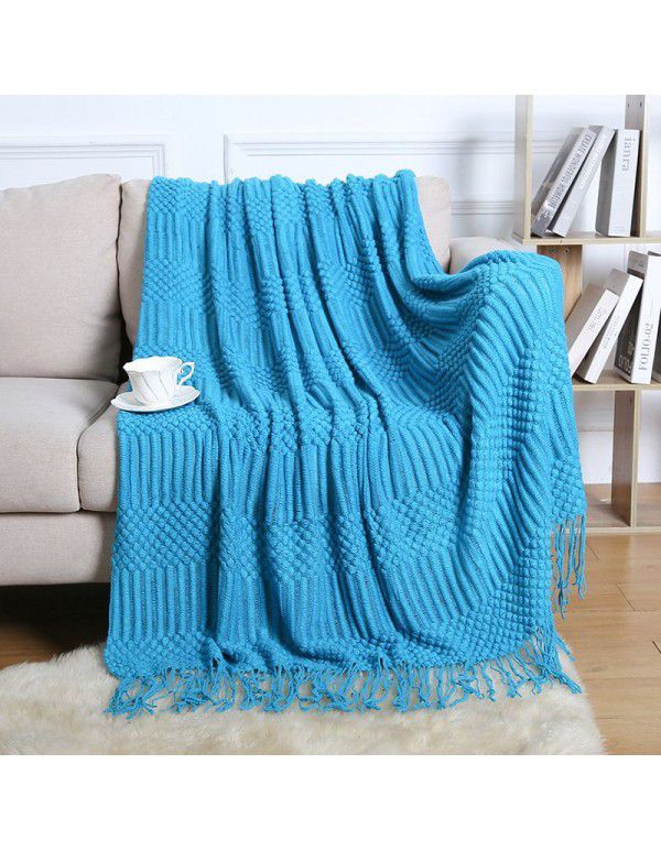 Summer air conditioning blanket knitting blanket thousand bird pattern tassel sofa blanket small blanket bed tail American wool nap blanket