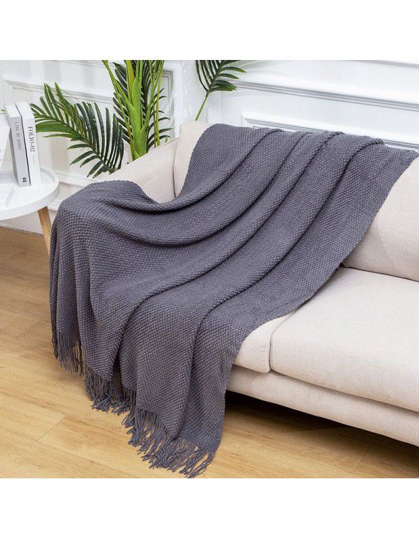 Summer air conditioning blanket knitting blanket thousand bird pattern tassel sofa blanket small blanket bed tail American wool nap blanket