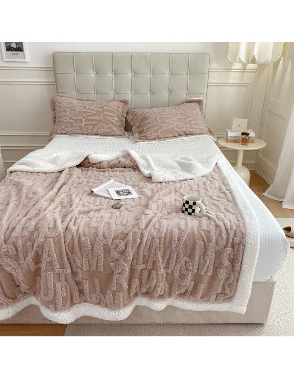 Cross border cashmere blanket thickened double layer jacquard taff blanket siesta blanket flannel blanket
