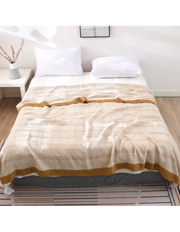 Leisure bamboo cotton sofa cover blanket towel quilt cool thousand bird grid gauze summer cool quilt air conditioning blanket summer double