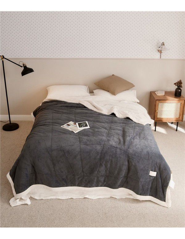 Three layer space capsule milk velvet soybean fiber blanket thickened coral velvet office sofa nap blanket in winter