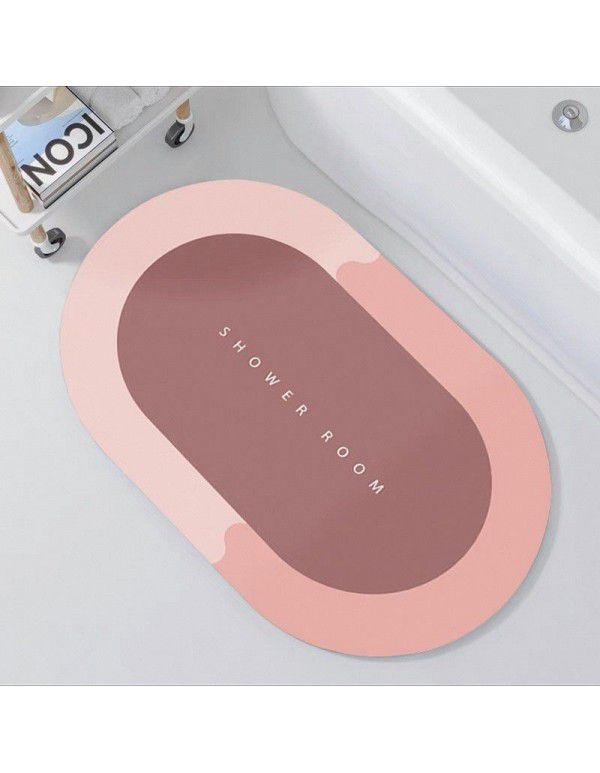 Nordic simple science and technology cloth soft cushion Bathroom Bathroom Water absorbing quick drying foot mat Oval floor mat Door mat