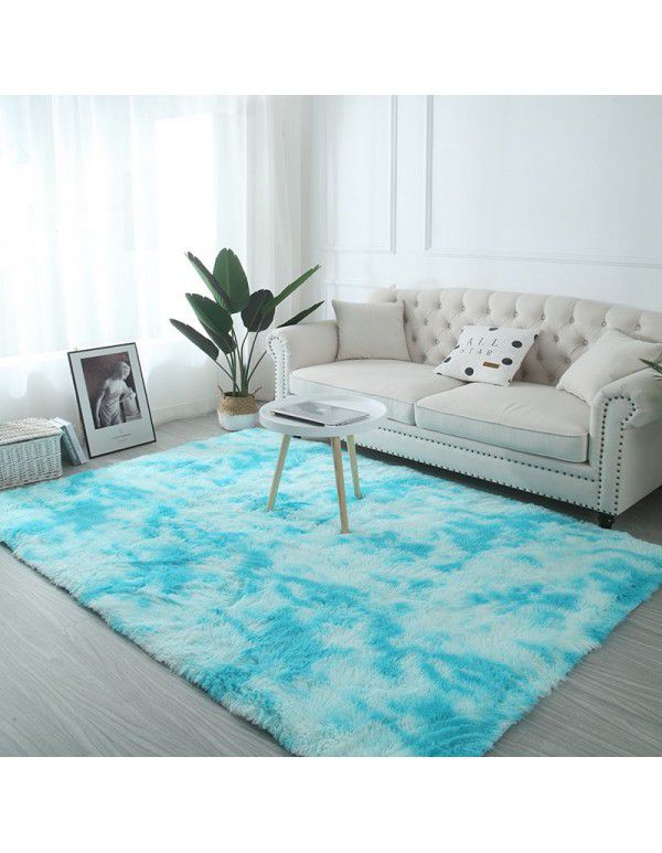 Tie dyed gradient carpet, living room, tea table mat, long plush, washable, floor mat, bedroom, bedside blanket ins, Nordic