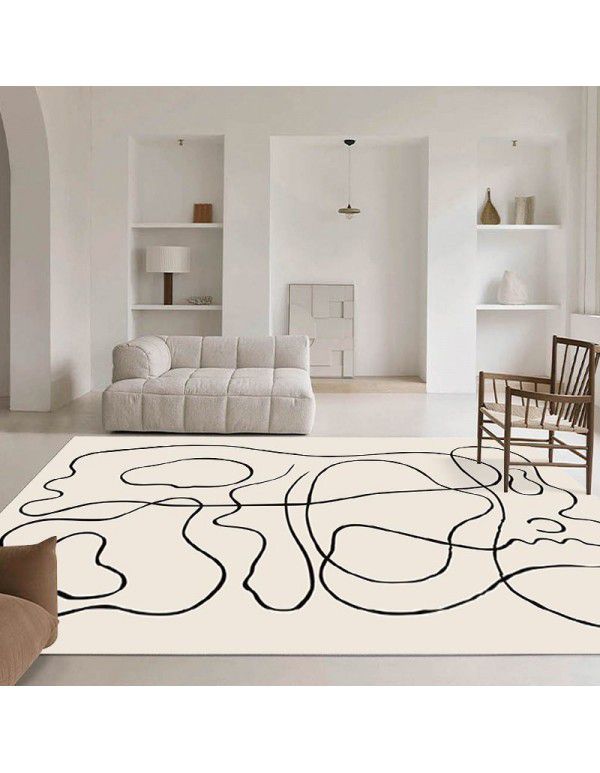 Nordic simple abstract lines, living room carpet, sofa, tea table, carpets, plants, girls' bedroom, bedside carpet