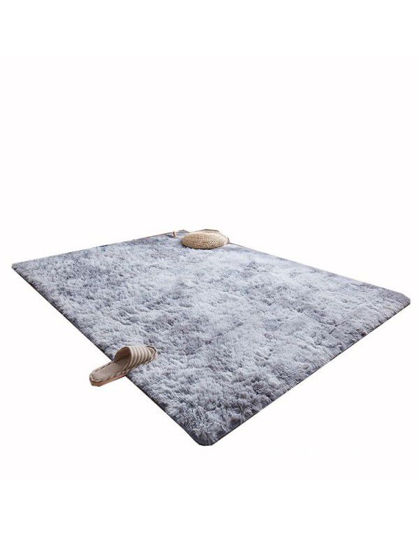 Tie dyed gradient carpet, living room, tea table mat, long plush, washable, floor mat, bedroom, bedside blanket ins, Nordic