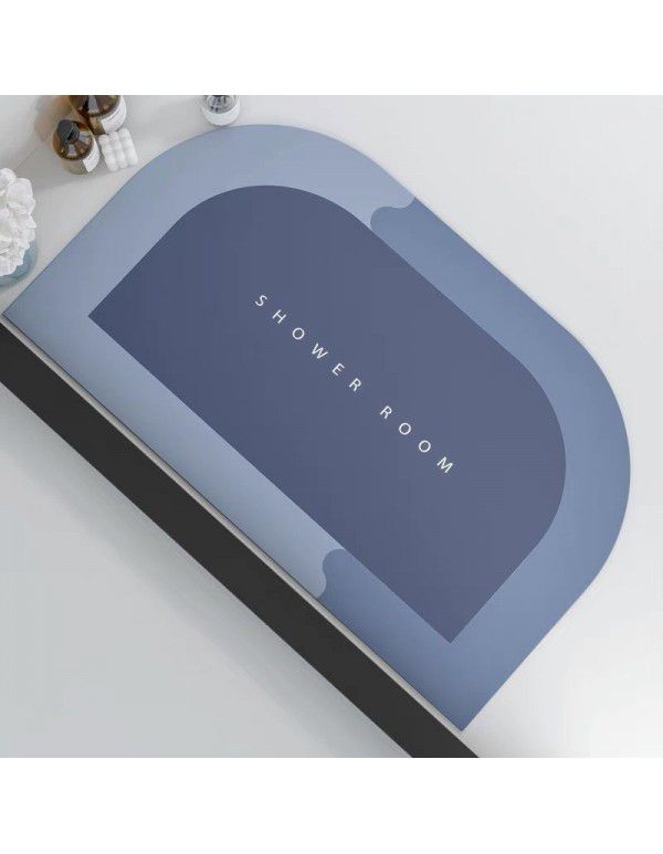 Nordic simple science and technology cloth soft cushion Bathroom Bathroom Water absorbing quick drying foot mat Oval floor mat Door mat