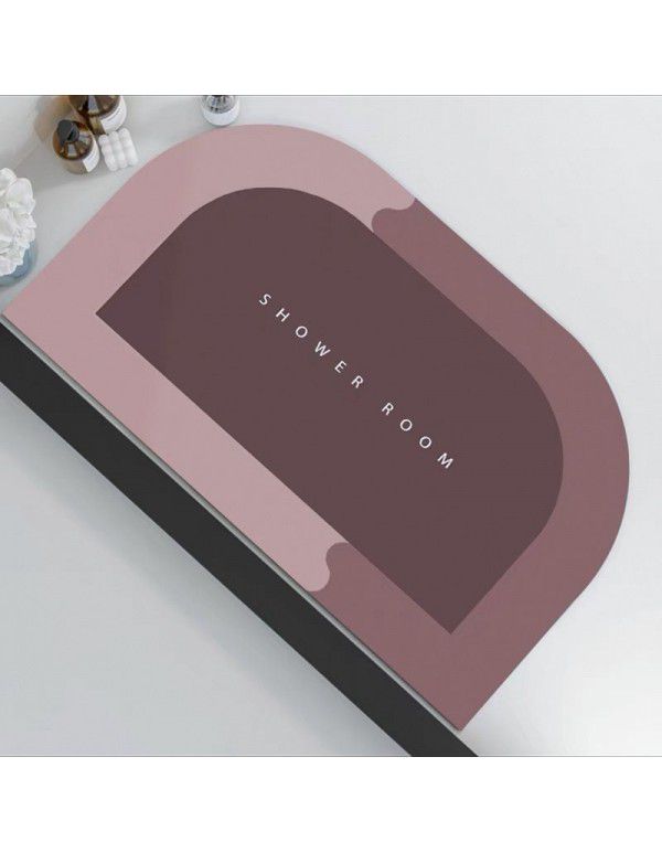 Nordic simple science and technology cloth soft cushion Bathroom Bathroom Water absorbing quick drying foot mat Oval floor mat Door mat