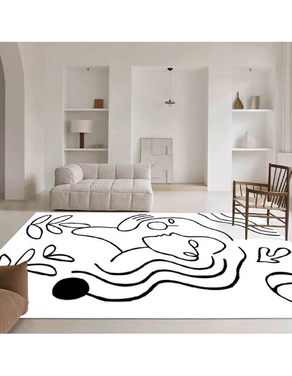 Nordic simple abstract lines, living room carpet, sofa, tea table, carpets, plants, girls' bedroom, bedside carpet