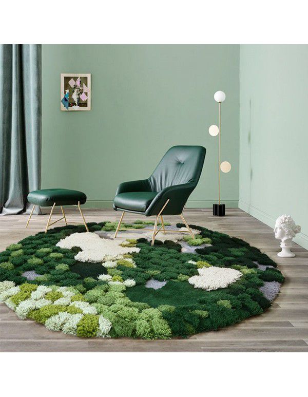 Customized manual ins moss forest blended wool carpet living room tea table round bedroom bedside carpet