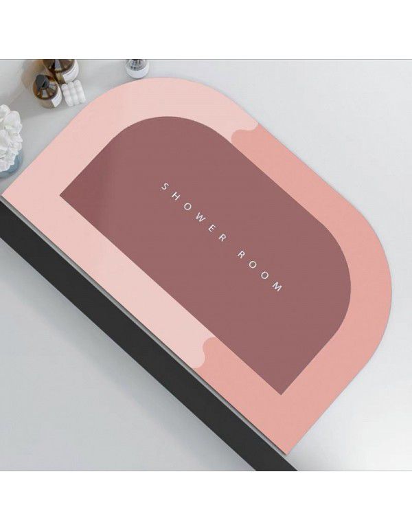 Nordic simple science and technology cloth soft cushion Bathroom Bathroom Water absorbing quick drying foot mat Oval floor mat Door mat