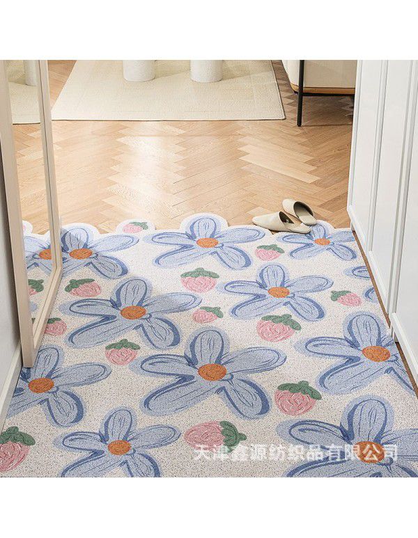 Household Xiaoqing fresh air enters the door, silk ring floor mat ins, flower porch, mud scraping, soil scraping, foot mat can be cut