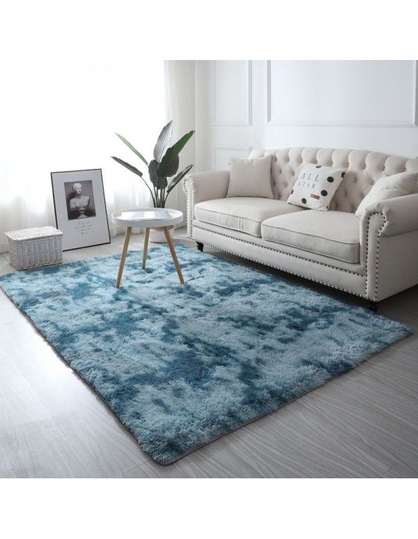 Tie dyed gradient carpet, living room, tea table mat, long plush, washable, floor mat, bedroom, bedside blanket ins, Nordic