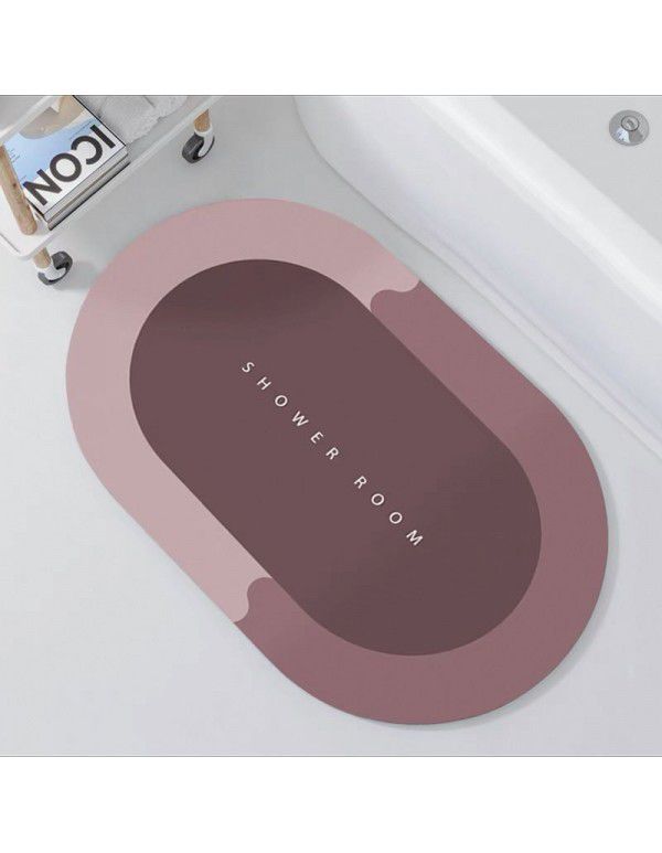 Nordic simple science and technology cloth soft cushion Bathroom Bathroom Water absorbing quick drying foot mat Oval floor mat Door mat