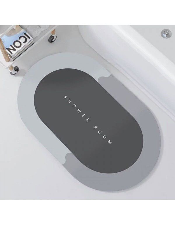 Nordic simple science and technology cloth soft cushion Bathroom Bathroom Water absorbing quick drying foot mat Oval floor mat Door mat