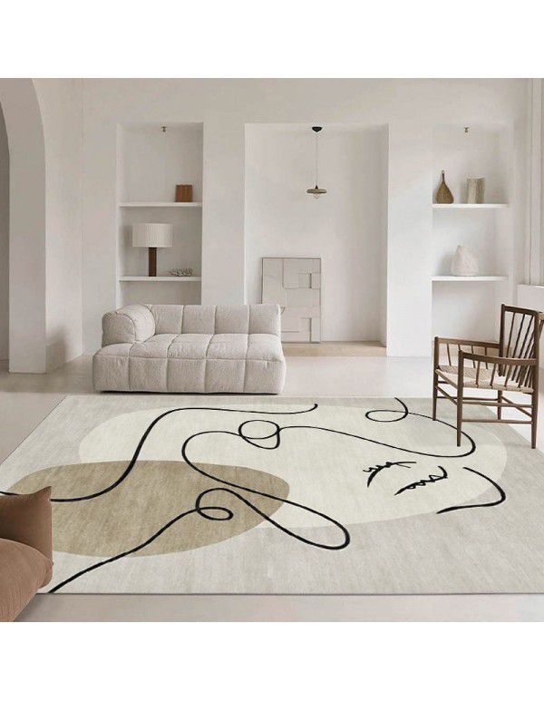 Nordic simple abstract lines, living room carpet, sofa, tea table, carpets, plants, girls' bedroom, bedside carpet