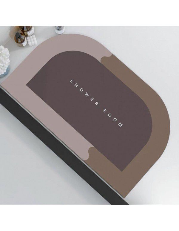 Nordic simple science and technology cloth soft cushion Bathroom Bathroom Water absorbing quick drying foot mat Oval floor mat Door mat