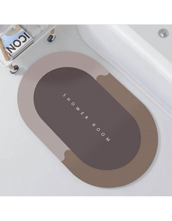 Nordic simple science and technology cloth soft cushion Bathroom Bathroom Water absorbing quick drying foot mat Oval floor mat Door mat